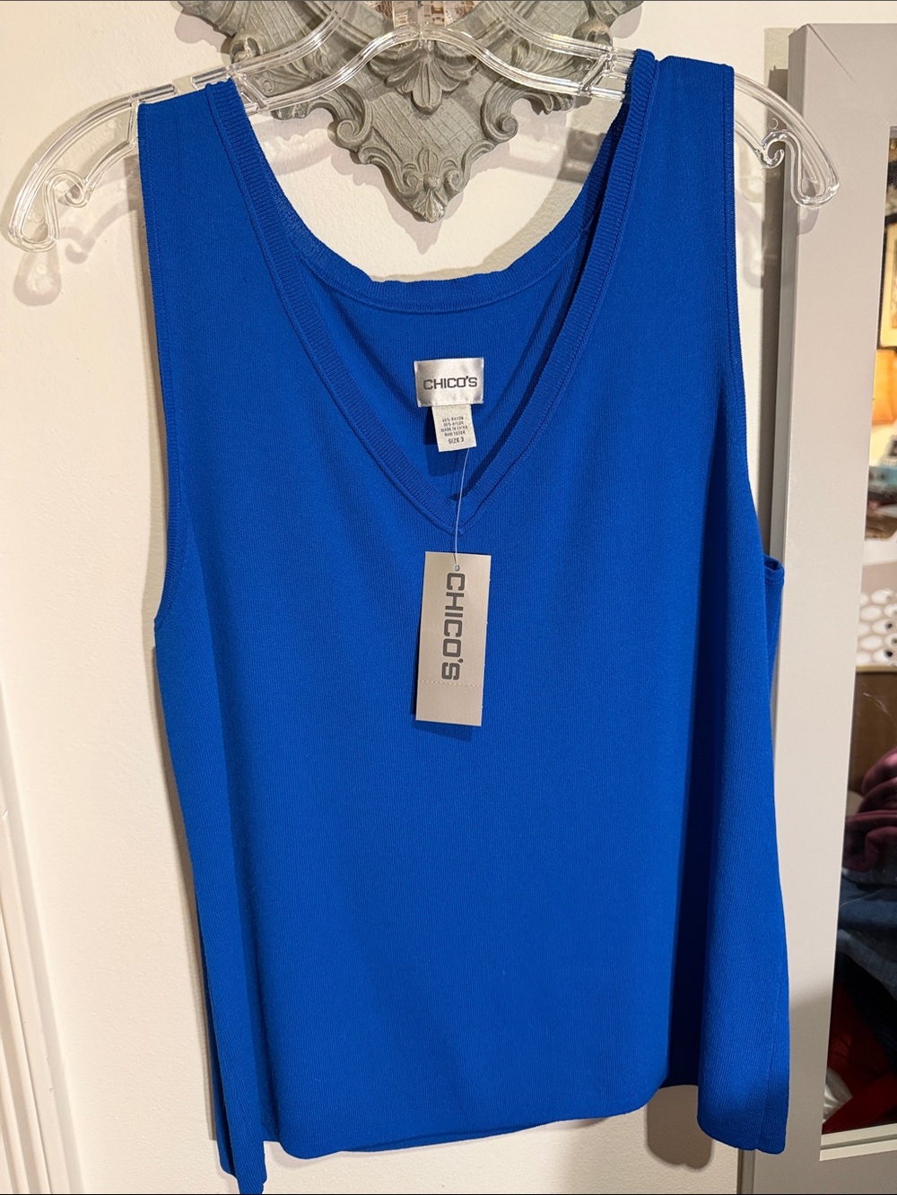Chico's Sleeveless V-Neck Tank in Cobalt
